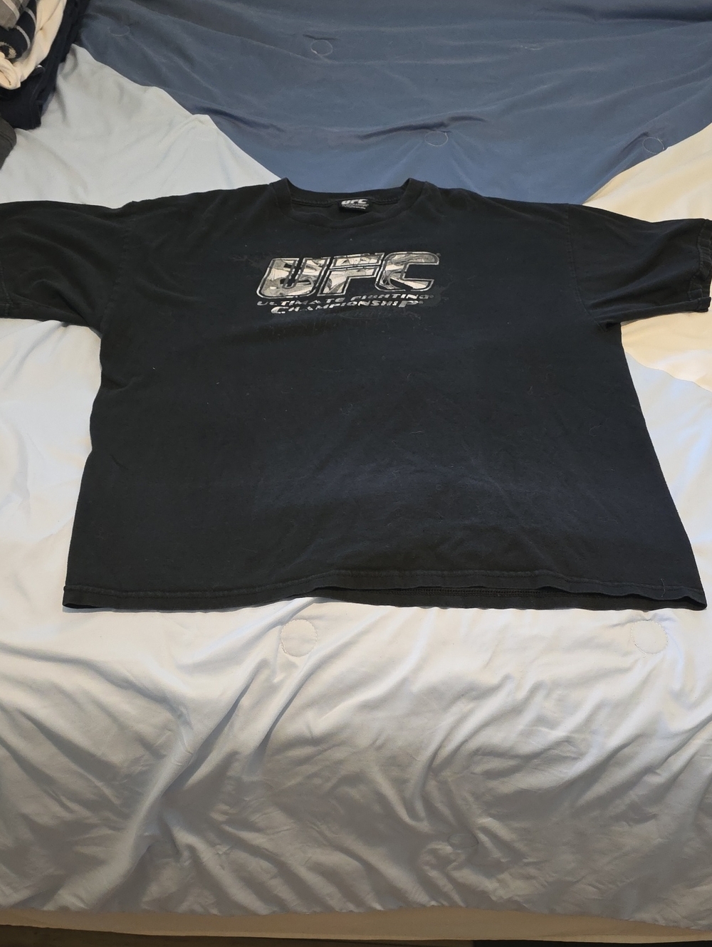 UFC Black Short Sleeve Graphic Tee with Faded Silver Logo